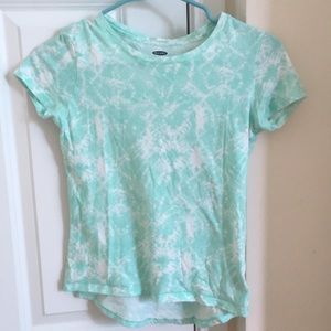 Teal and white tie dye girls shirt sleeve shirt